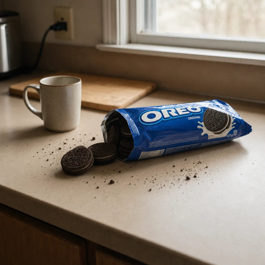 Open Oreo packet before sealing
