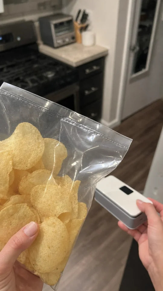 Customer sealing a snack bag with SealMate